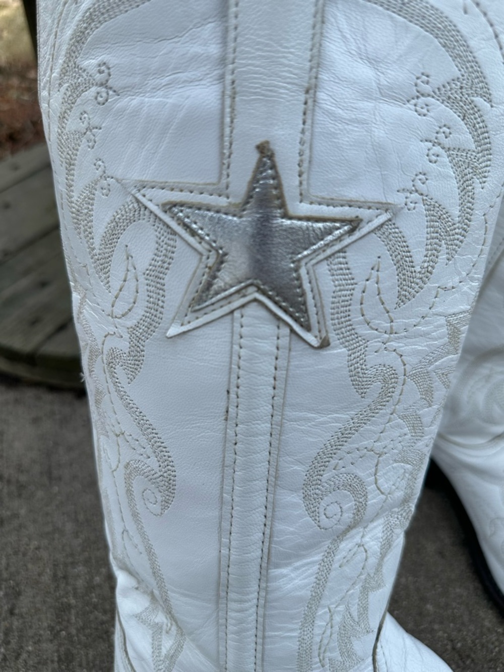 Lucchese Dallas Cowboy Cheerleader Boots 9 White Star Embroidered Football - Picture 6 of 13